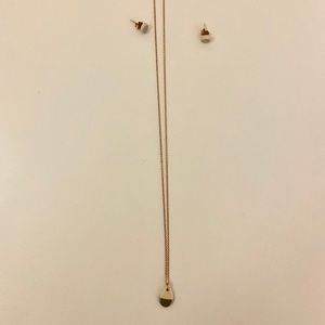 Gray porcelain rose gold necklace and earrings